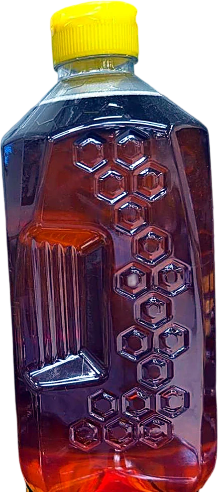 Buram club-size squeeze bottle of amber honey